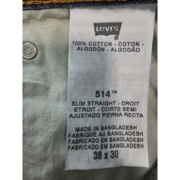 Levi's 514 Slim Straight Jeans Men's W38 L30 Dark Blue Wash 100% Cotton Denim - Picture 11 of 12